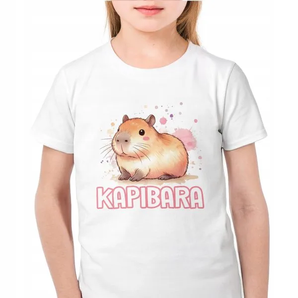 Koszulka biała dziecięca Kapibara Capybara Zwierzak