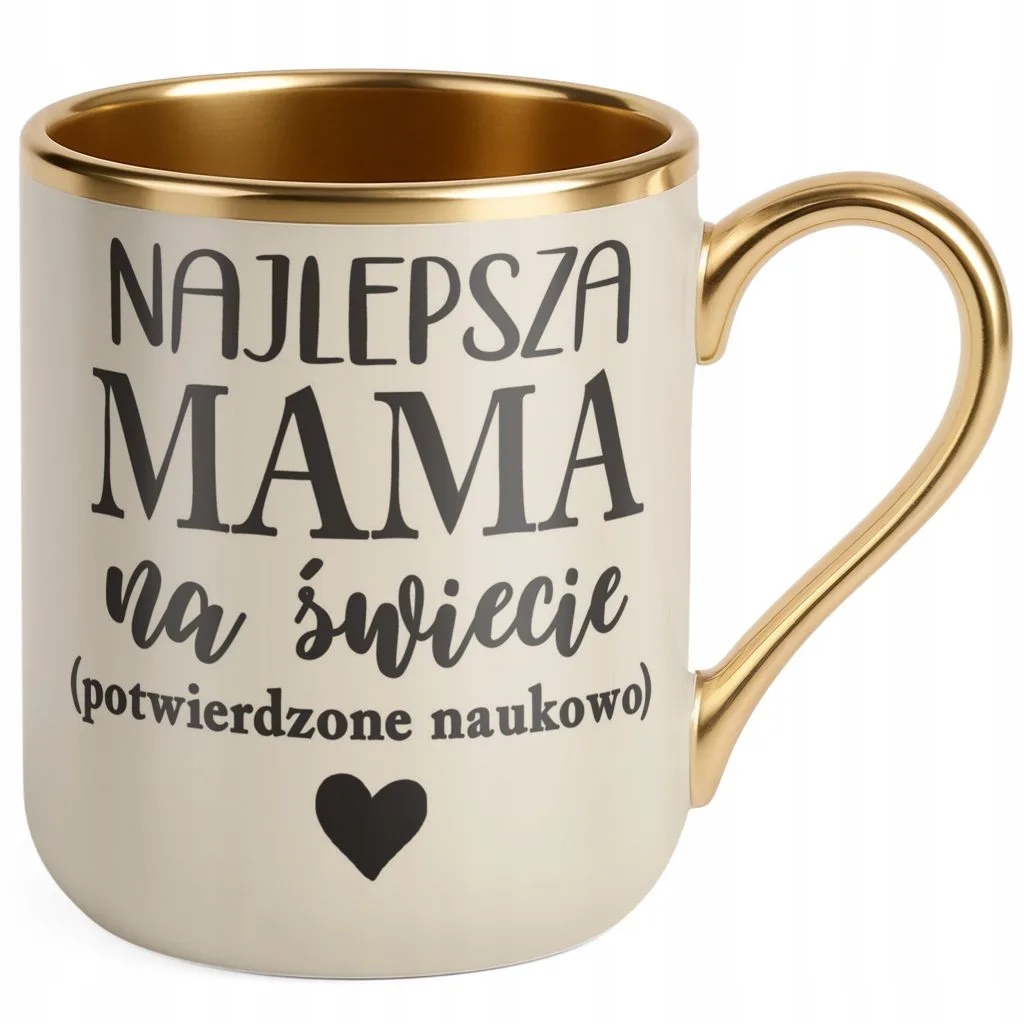 Kubek Premium Złoty Ecru Dzień Matki Prezent Najlepsza Mama na Świecie