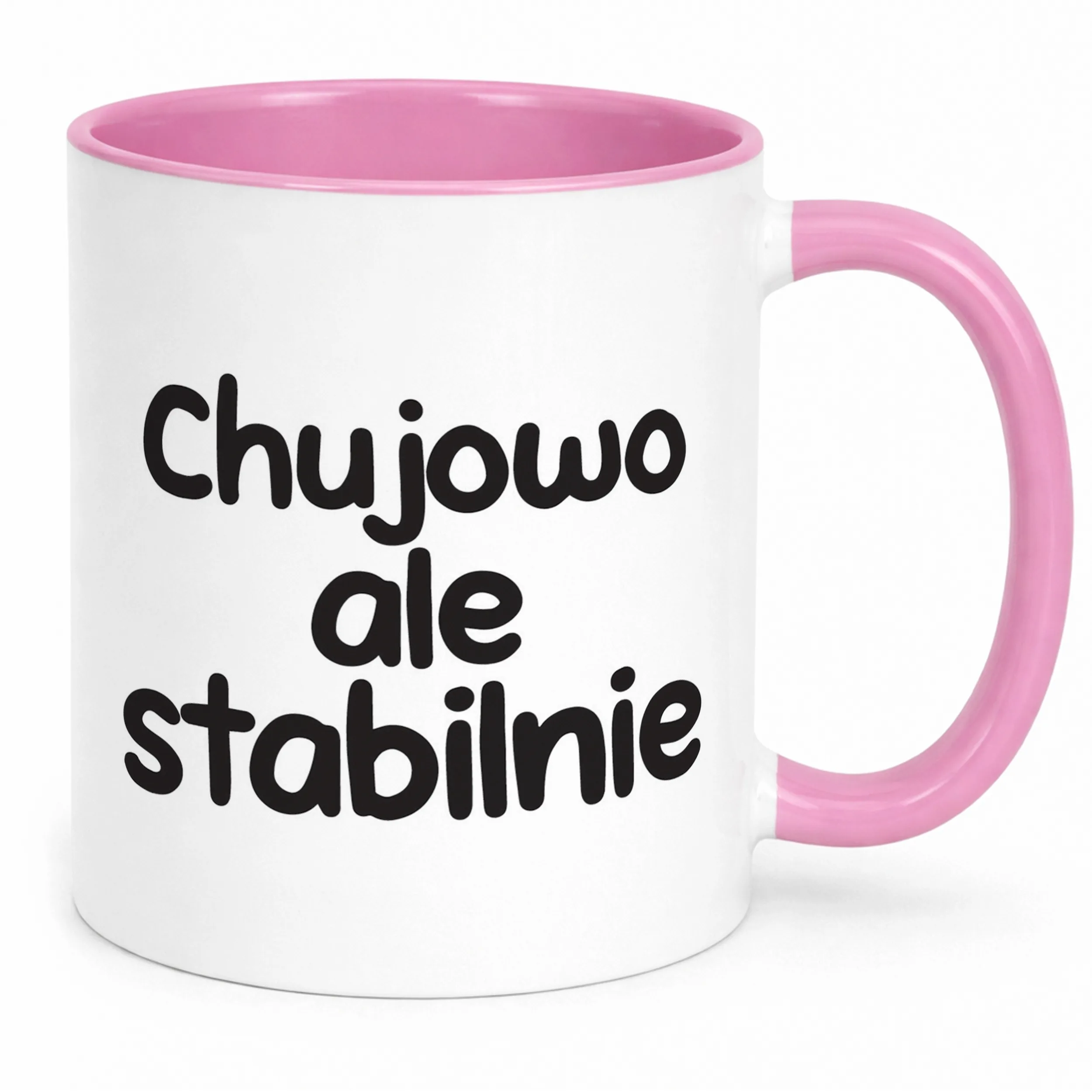 Kubek Różowy Chuj**o Ale Stabilnie Śmieszny Zabawny Prezent