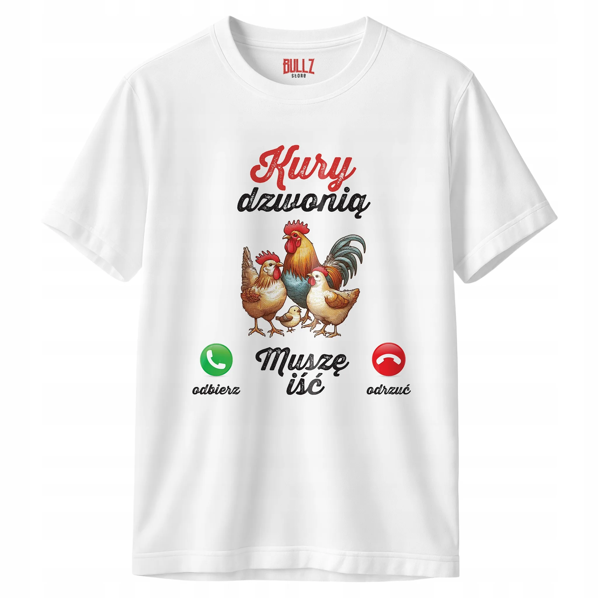 Koszulka biała męska Kury Dzwonią Zabawny Prezent r. 3XL