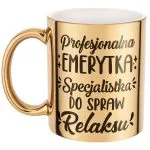 Złoty Kubek ceramiczny z okazji Emerytury Dla Emerytki Prezent Upominek