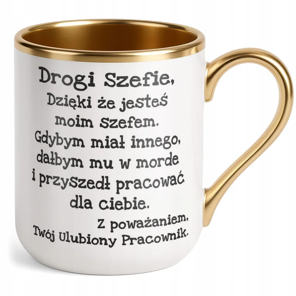 Kubek Premium Złoty Drogi Szefie Dla Szefa Zabawny Prezent Praca