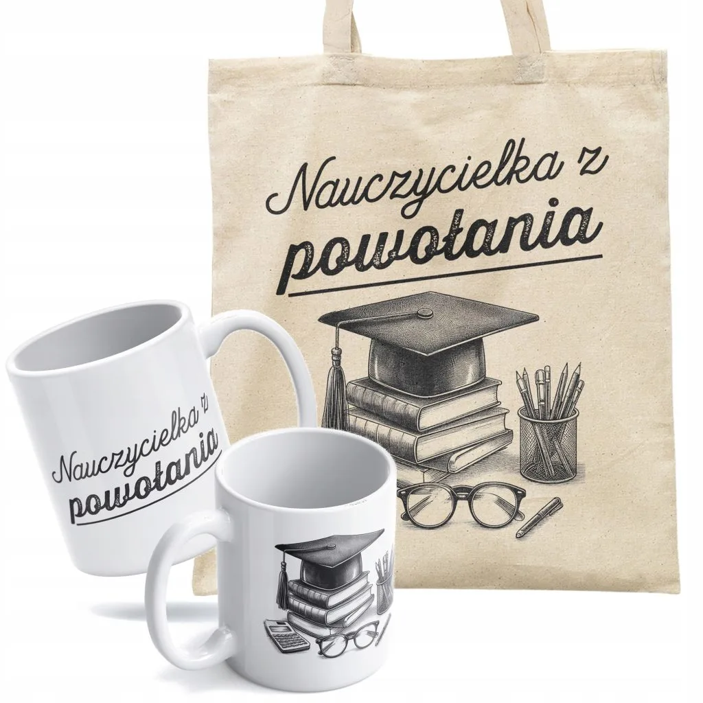 Zestaw kubek + torba Nauczycielka z Powołania Dzień Nauczyciela Prezent