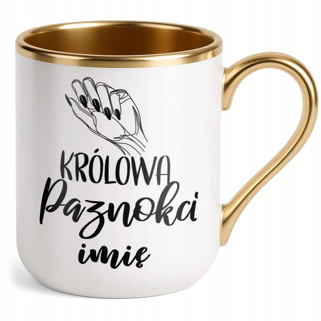 Kubek Premium Złoty Personalizowany Królowa Paznokci Dla Stylistki Prezent