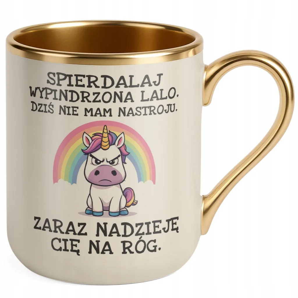Kubek Premium Złoty Ecru Spier*** Wypindrzona Lalo Zabawny Prezent