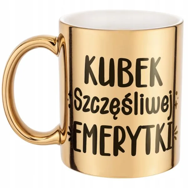 Złoty Kubek ceramiczny z okazji Emerytury Dla Emerytki Prezent Upominek