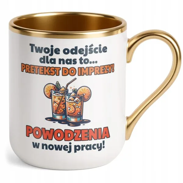 Kubek Premium Złoty Pożeganie Odejście z Pracy Prezent Upominek