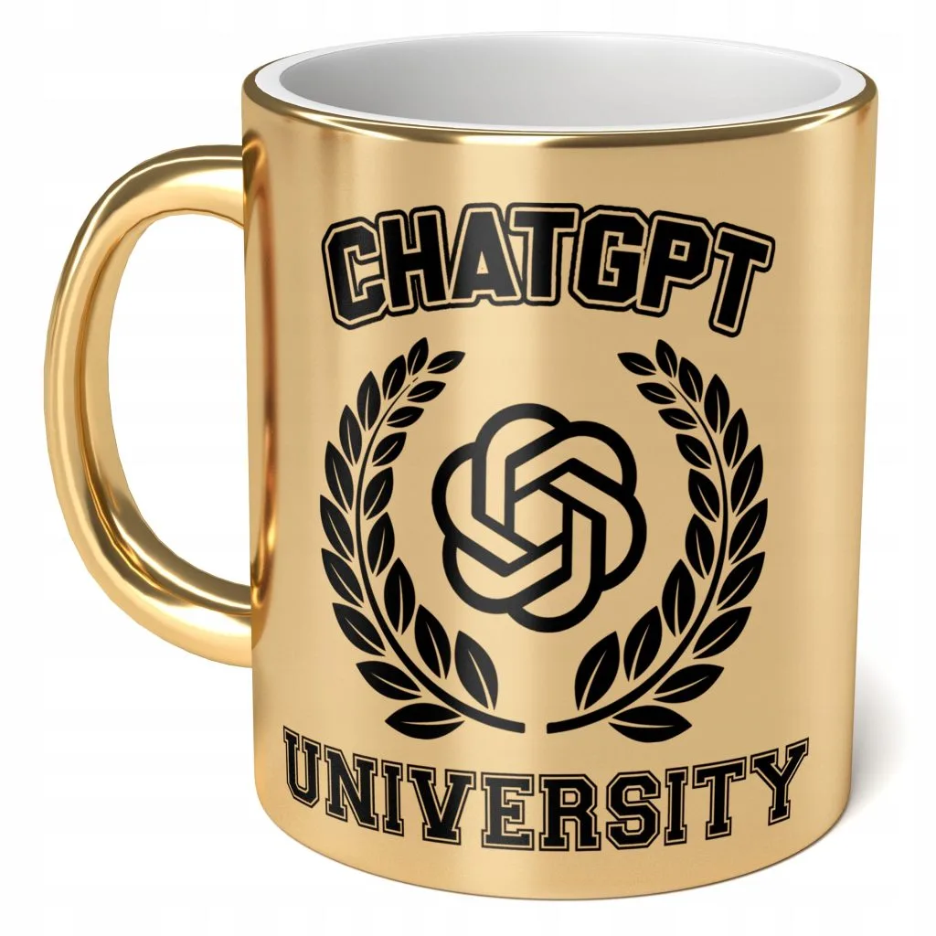 Kubek Złoty ceramiczny 330 ml ChatGPT University Zabawne Prezent