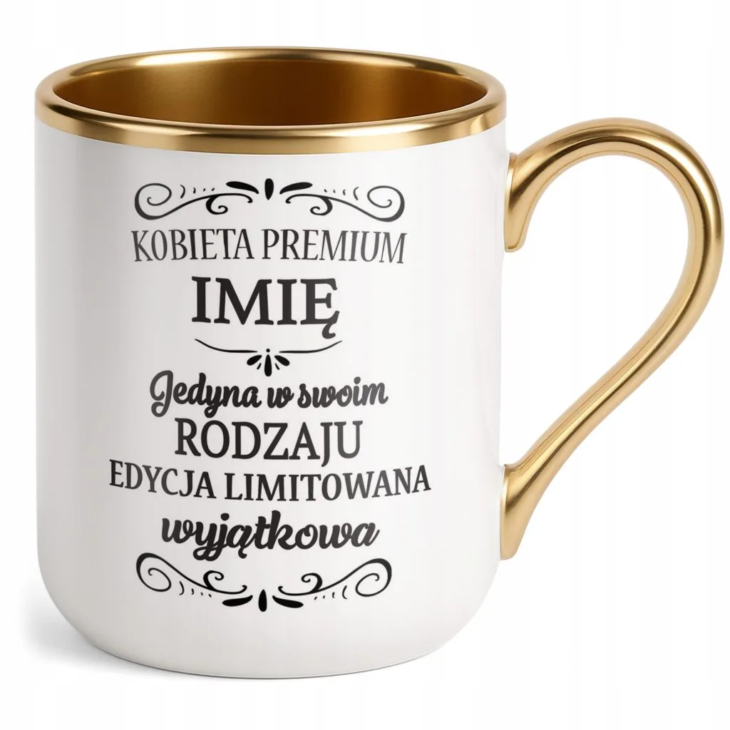 Kubek Premium Złoty Personalizowany Dzień Kobiet Zabawny Prezent Upominek