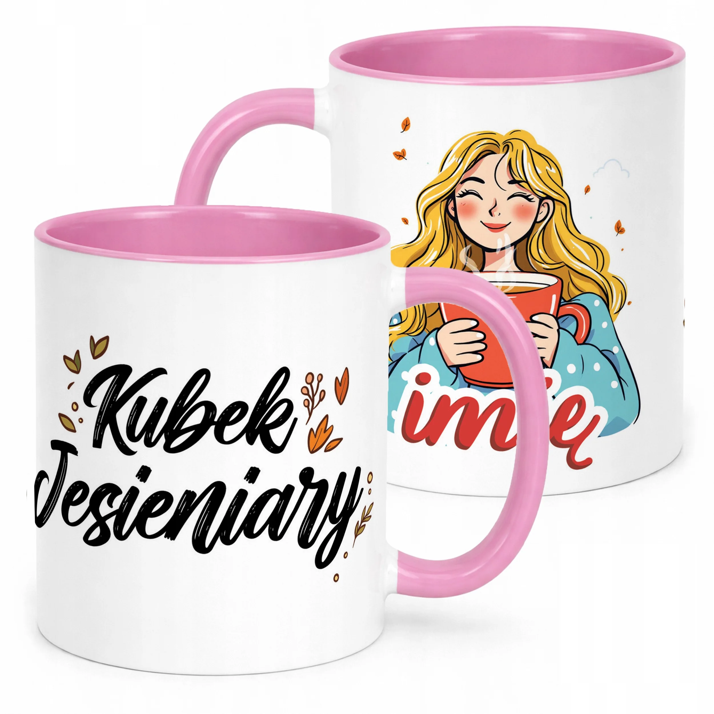 Kubek Różowy Personalizowany Jesienny Jesieniara Prezent Upominek