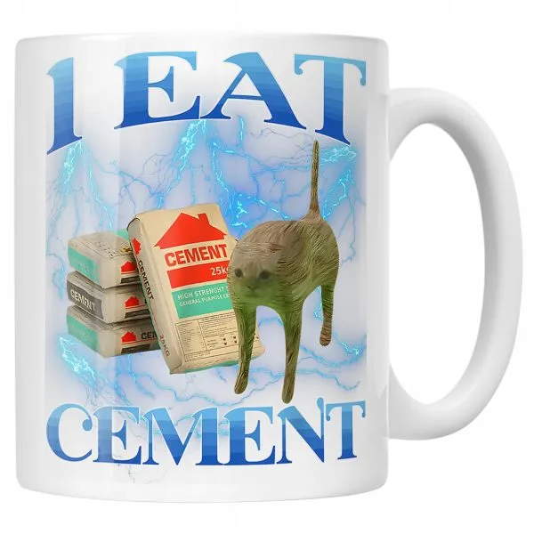 Kubek ceramiczny I Eat Cement viral tiktok brainrot mem