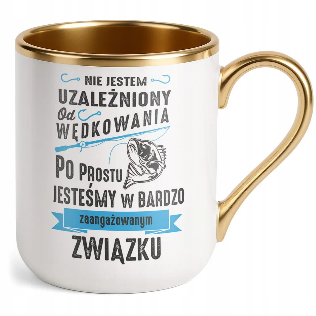 Kubek Premium Złoty Dla Wędkarza Wędkowanie Ryby Zabawny Prezent