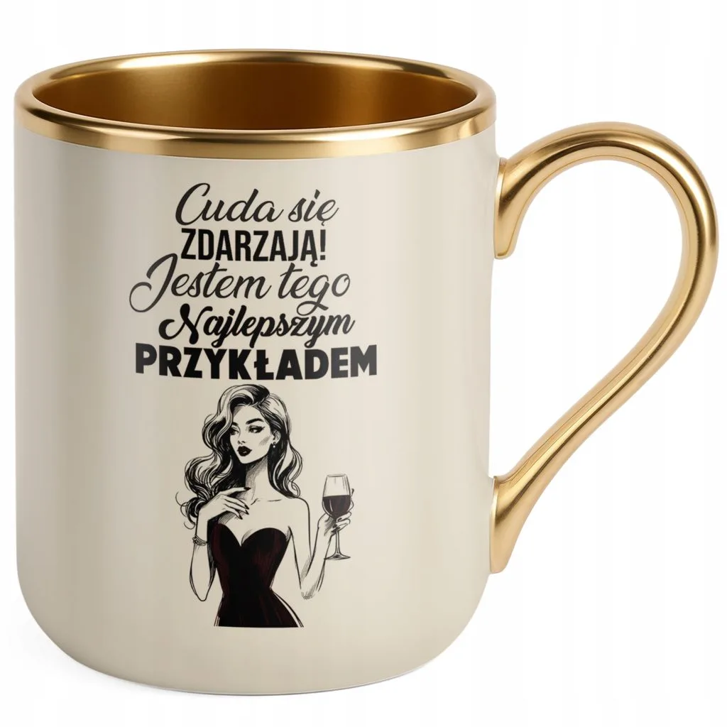Kubek Premium Złoty Ecru Niby Nie Ma Ideałów A Jednak Jestem Prezent