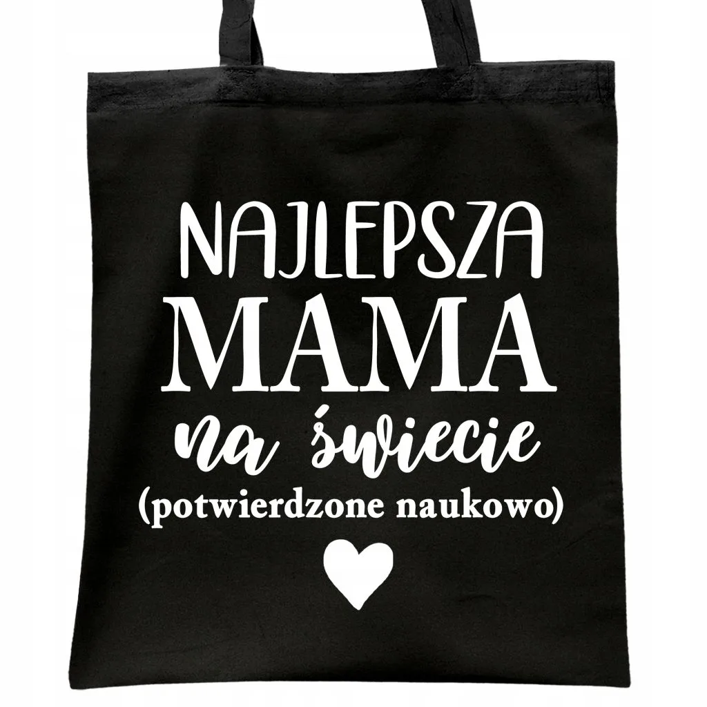 Torba bawełniana czarna na zakupy Dzień Matki Dla Mamy Prezent
