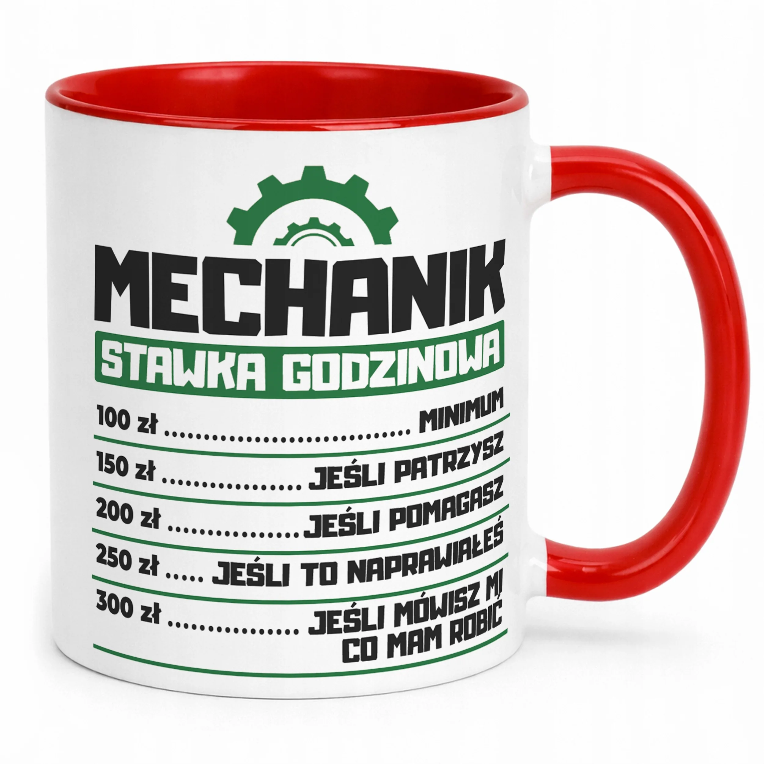 Kubek Czerwony Mechanik Stawka Godzinowa Zabawny Prezent Upominek
