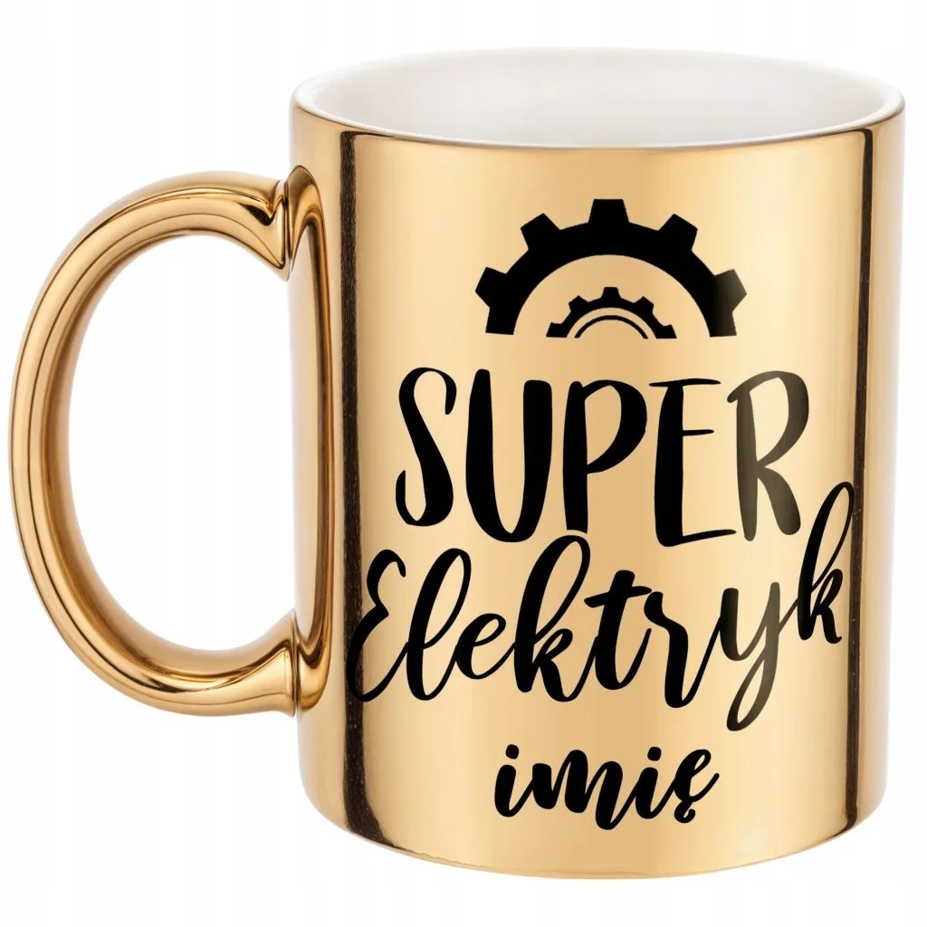 Złoty Kubek Personalizowany Super Elektryk Prezent Upominek