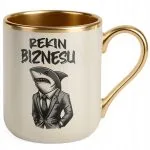 Kubek Premium Złoty Ecru Rekin Biznesu Prezent Praca Dla Rekina Biznesu