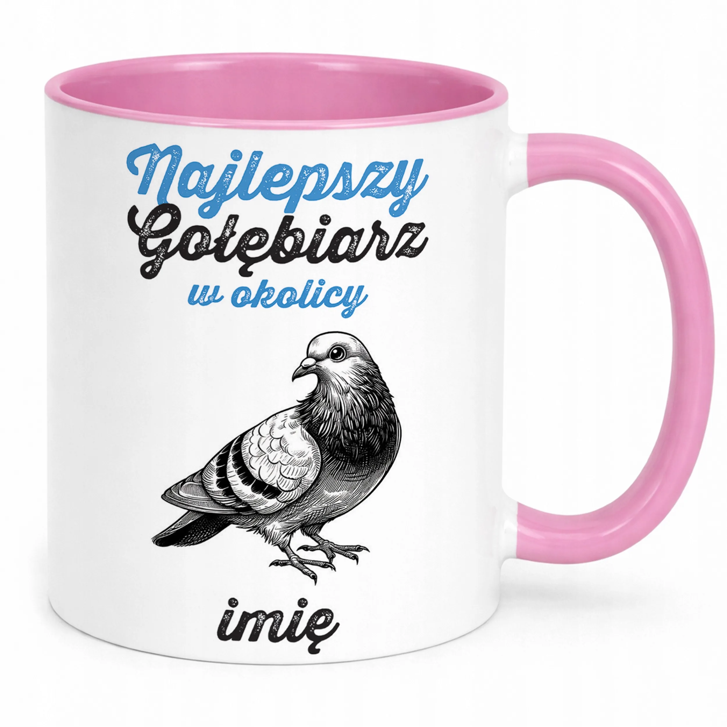 Kubek Różowy Personalizowany Dla Gołębiarza Prezent Dla Hodowcy Gołębi