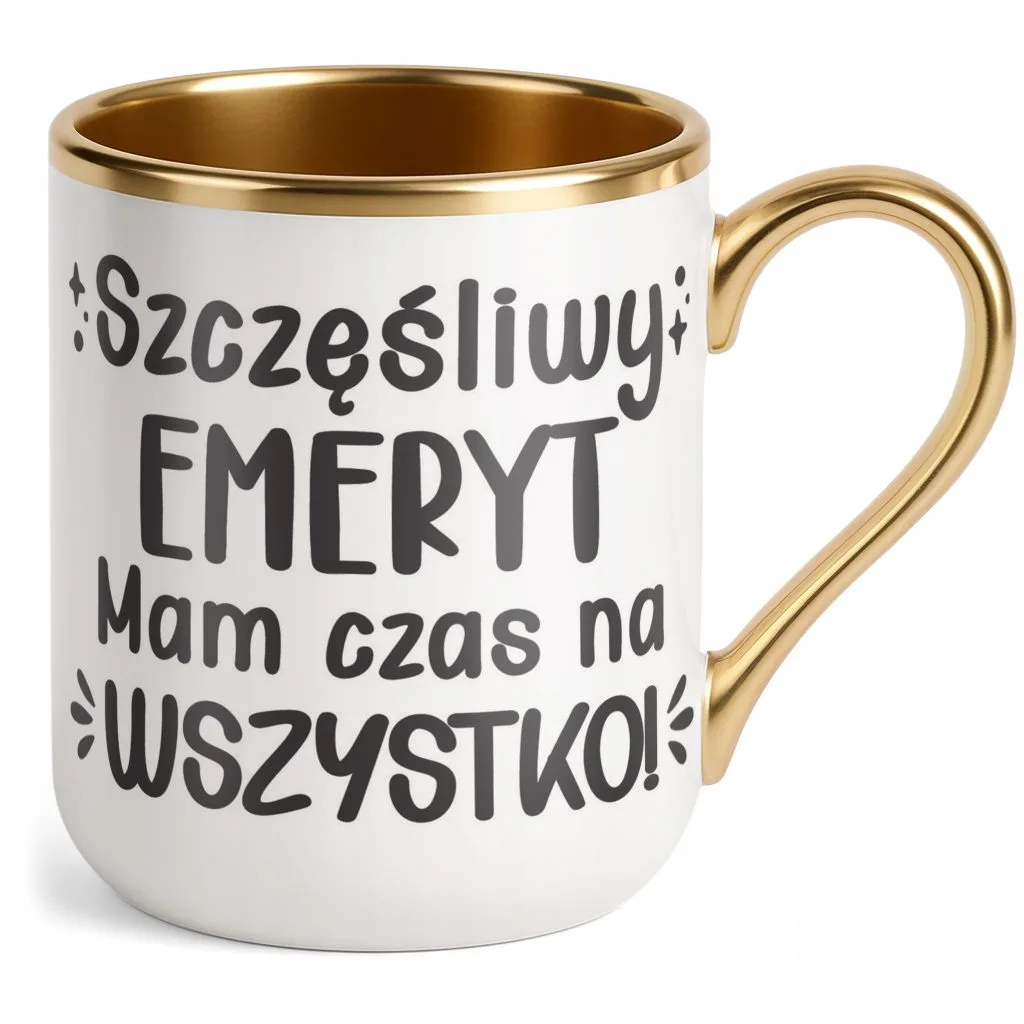 Kubek Premium Złoty Z okazji Emerytury Dla Emeryta Prezent