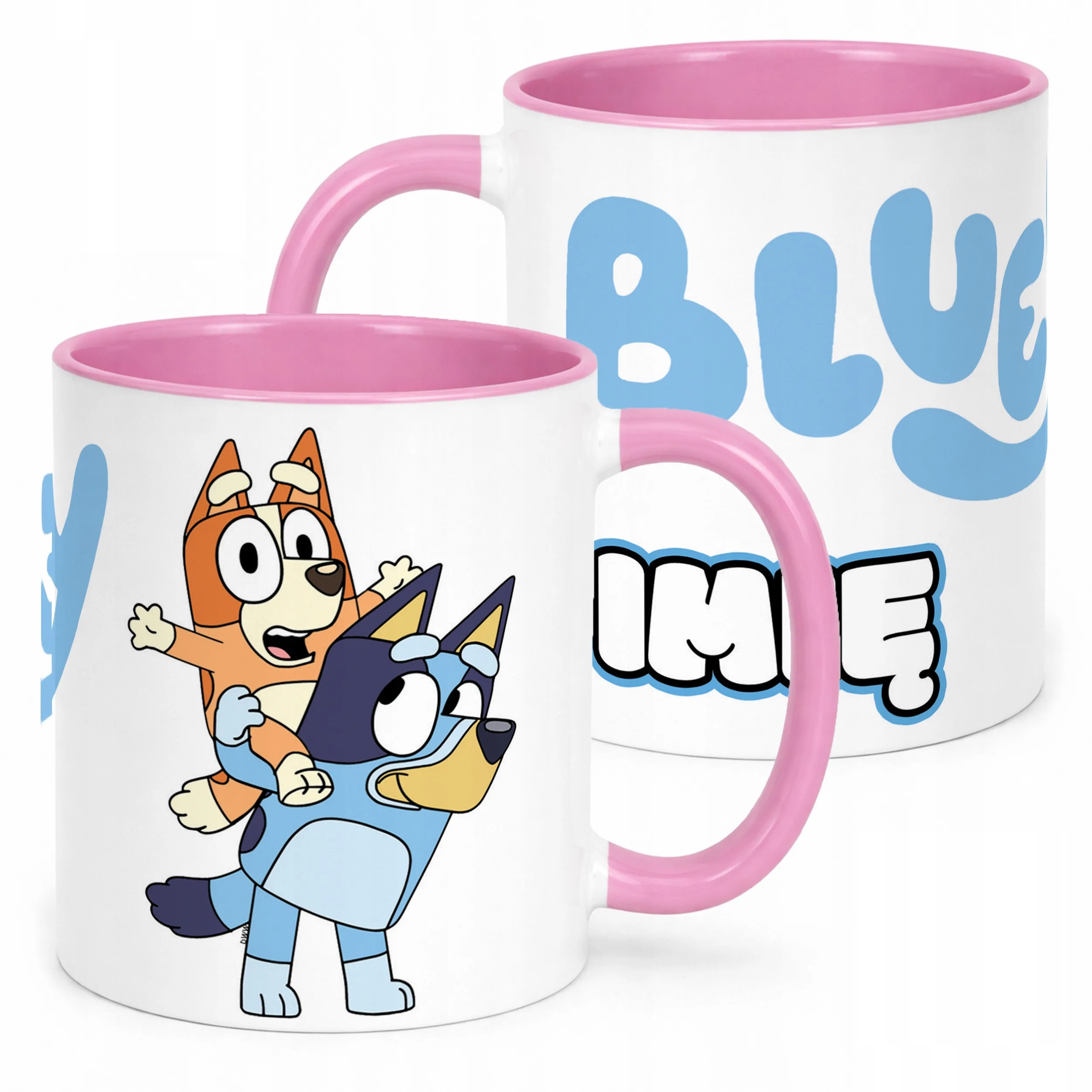 Kubek Różowy Personalizowany Bluey Bingo Dla Fana Dla Dzieci Prezent