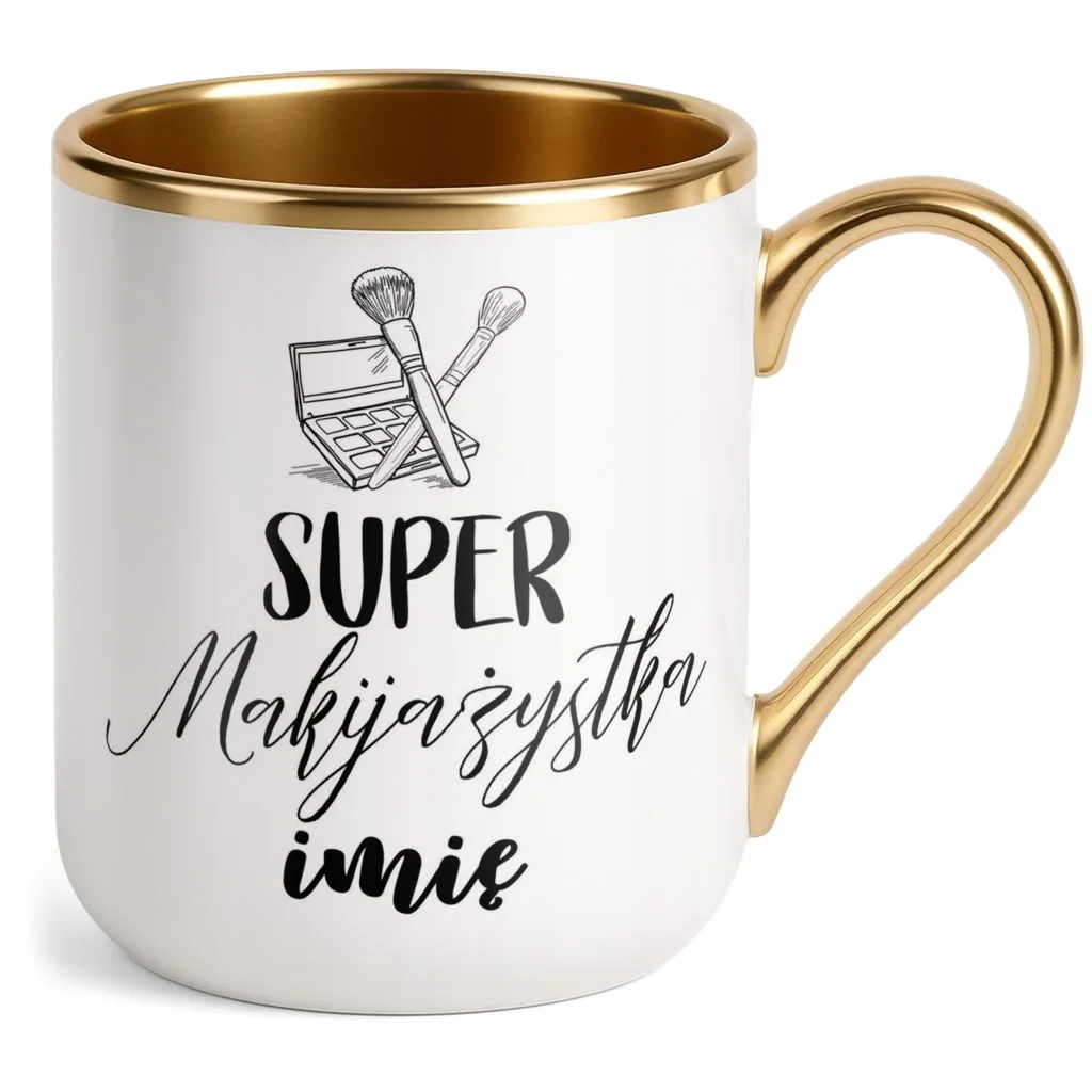 Kubek Premium Złoty Personalizowany Super Makijażystka Prezent