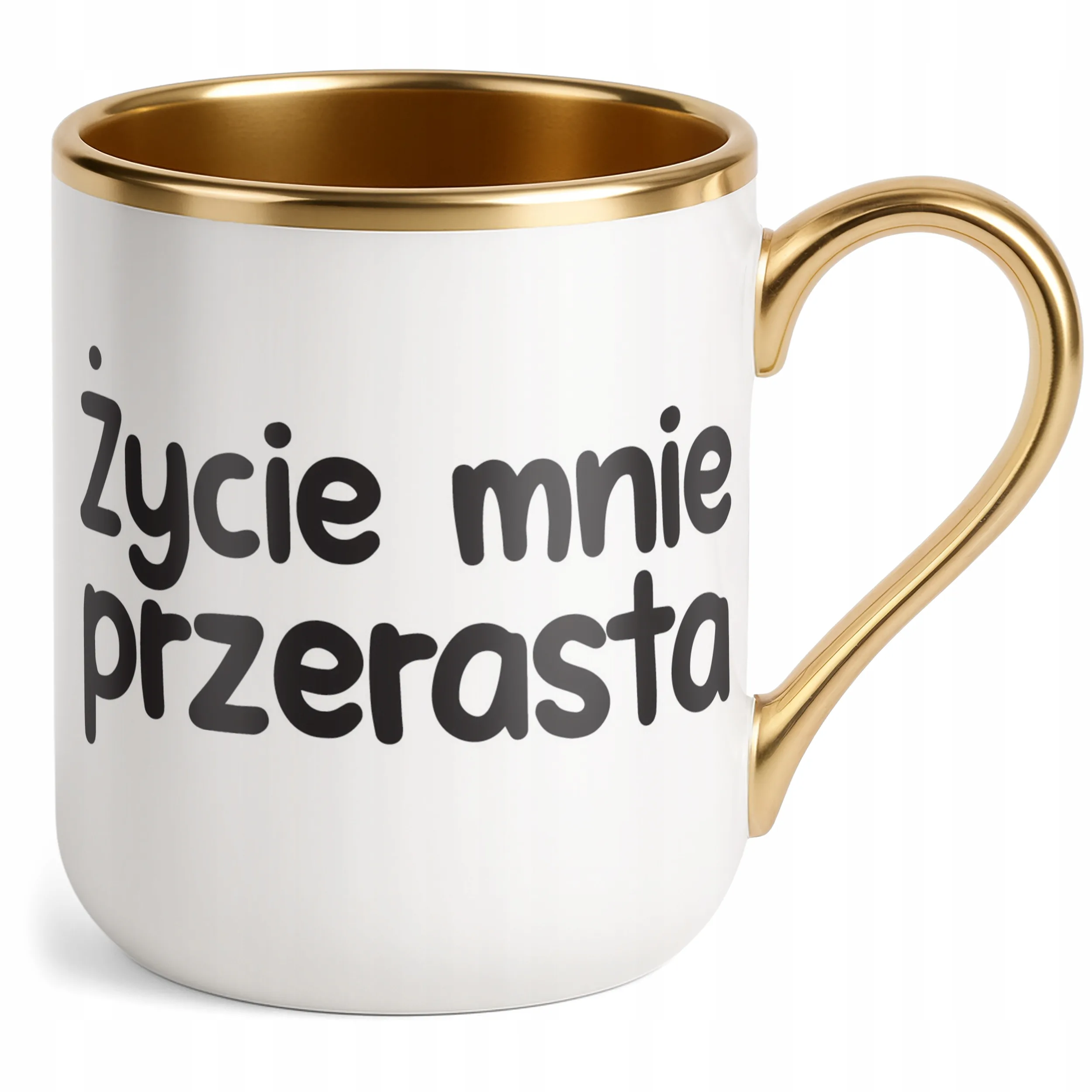 Kubek Premium Złoty Życie Mnie Przerasta Śmieszny Zabawny Prezent