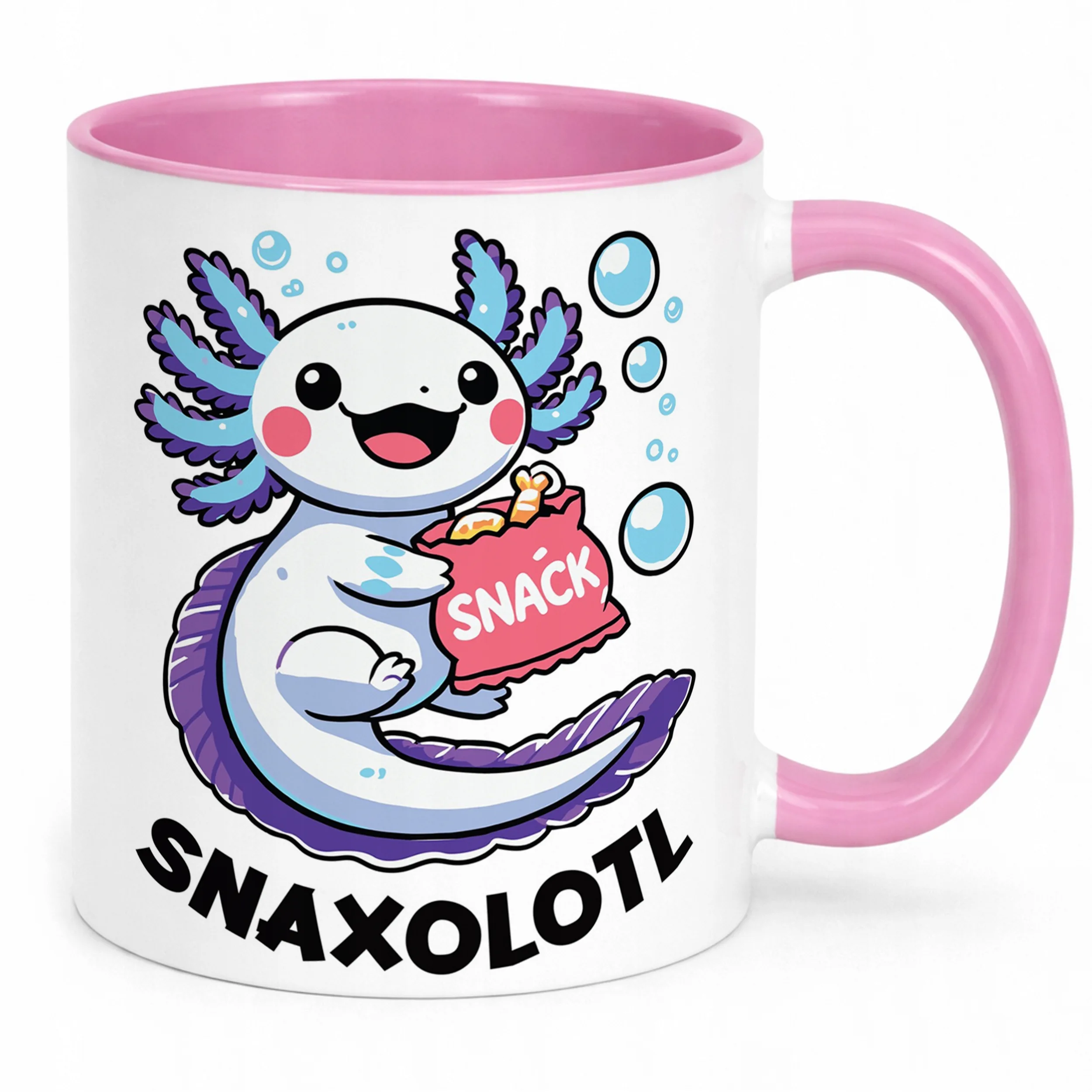 Fajny różowy kubek do kakao Aksolotl Axolotl Różowy Zwierzak Trend Viral