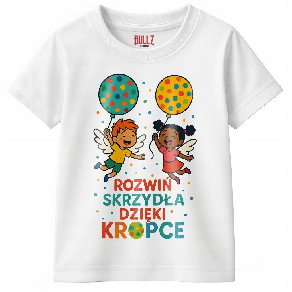 Koszulka biała dziecięca Dzień Kropki Do Przedszkola Szkoły