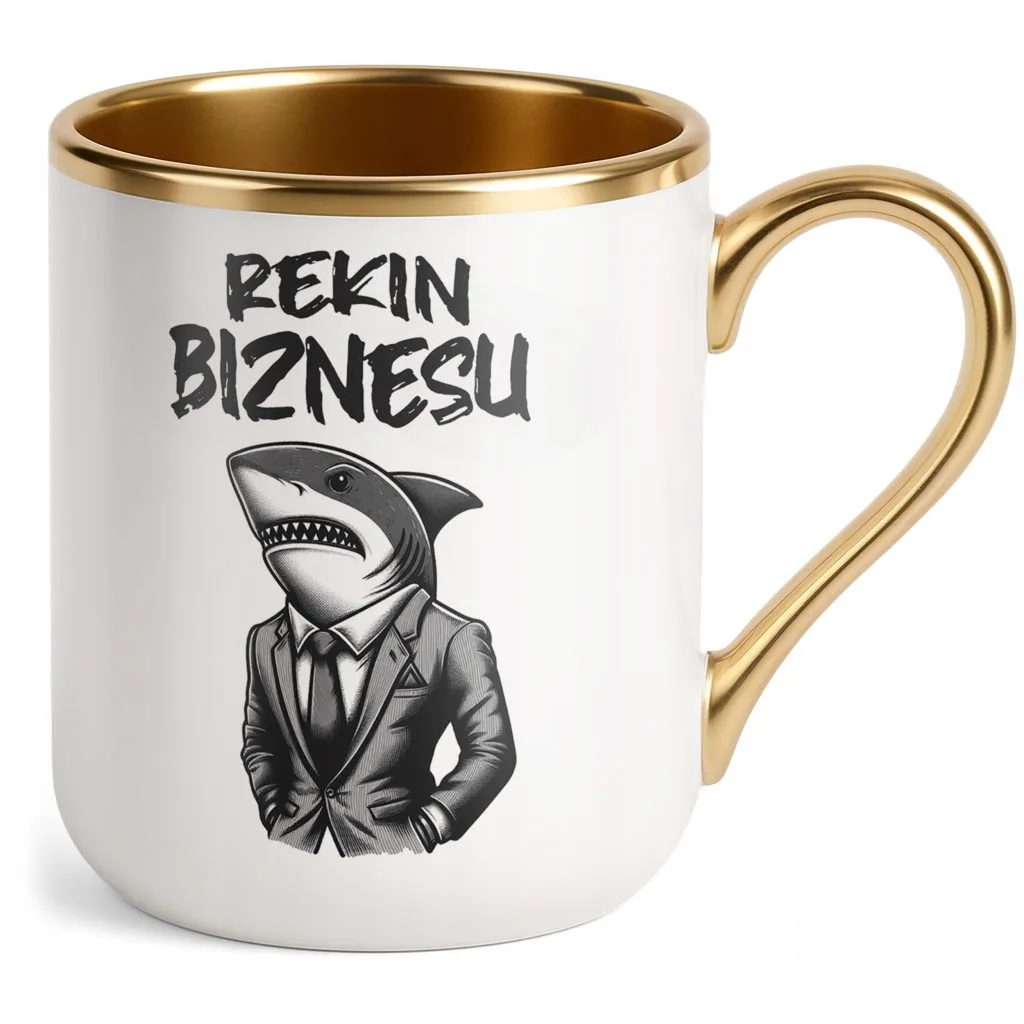 Kubek Premium Złoty Rekin Biznesu Prezent Praca Dla Rekina Biznesu