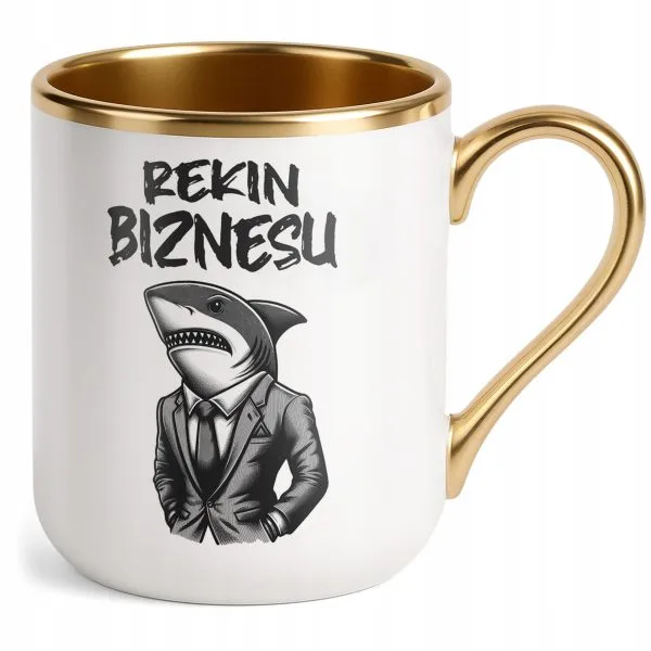 Kubek Premium Złoty Rekin Biznesu Prezent Praca Dla Rekina Biznesu