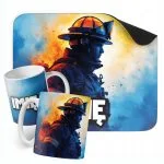 Zestaw Personalizowany Kubek + Podkładka pod mysz Wóz Strażacki