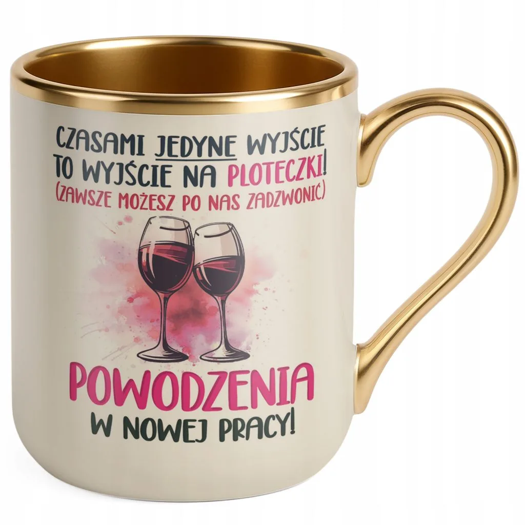 Kubek Premium Złoty Ecru Pożeganie Odejście z Pracy Prezent Upominek