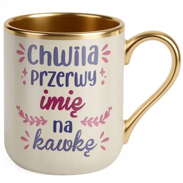 Kubek Premium Złoty Ecru Personalizowany Dzień Kobiet Zabawny