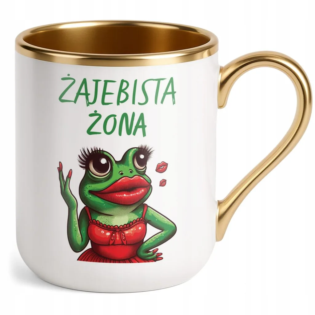 Kubek Premium Złoty Żajebista Żona Dzień Kobiet Prezent Upominek