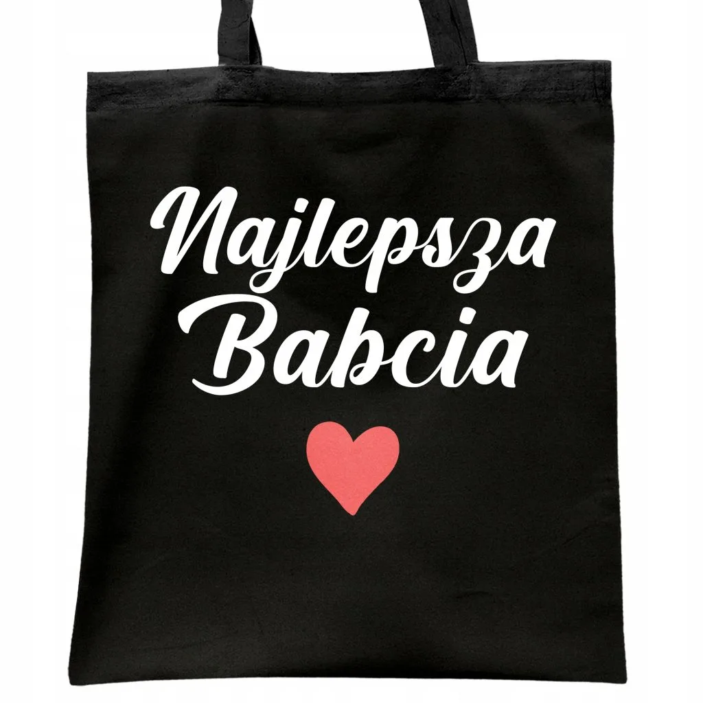 Torba bawełniana czarna na zakupy Dzień Babci Prezent