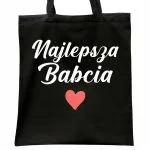 Torba bawełniana czarna na zakupy Dzień Babci Prezent