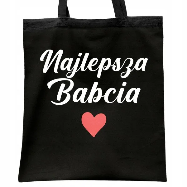 Torba bawełniana czarna na zakupy Dzień Babci Prezent