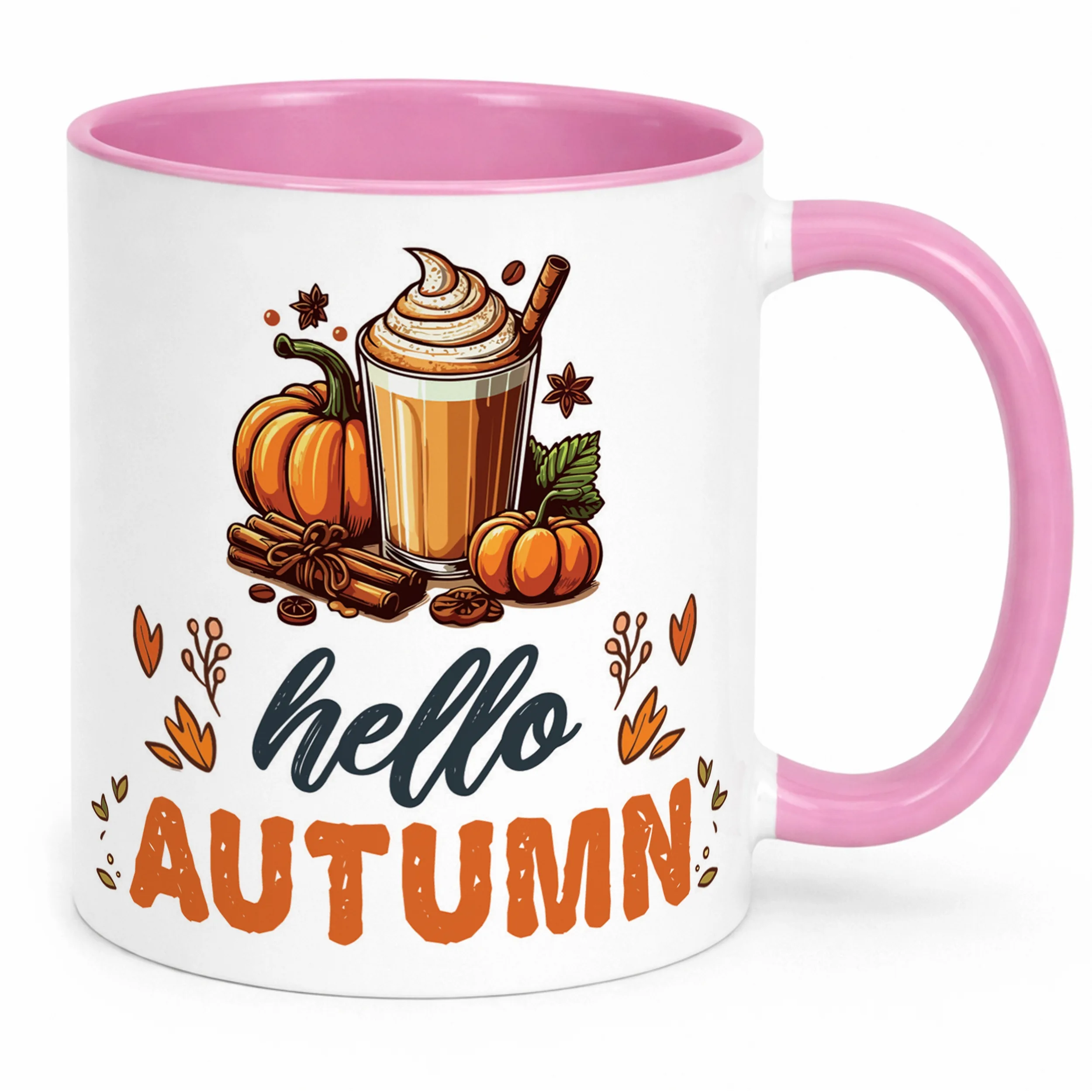 Kubek Różowy Jesienny Jesień Hello Pumpkin Dynia Prezent