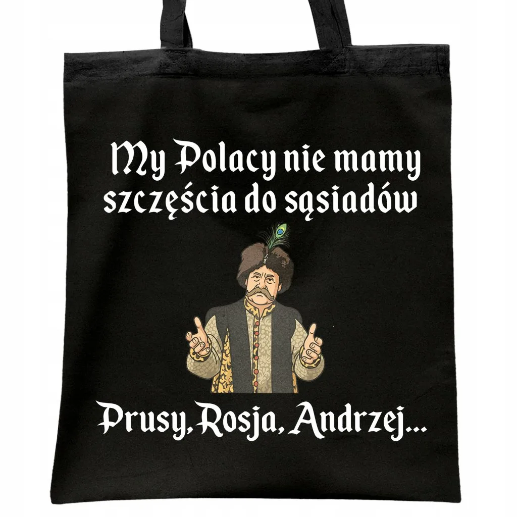Torba bawełniana czarna na zakupy 1670 Nie Mamy Szczęścia Do Sąsiadów