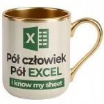 Kubek Premium Złoty Ecru Pół Człowiek Pół Excel Zabawny Prezent Praca