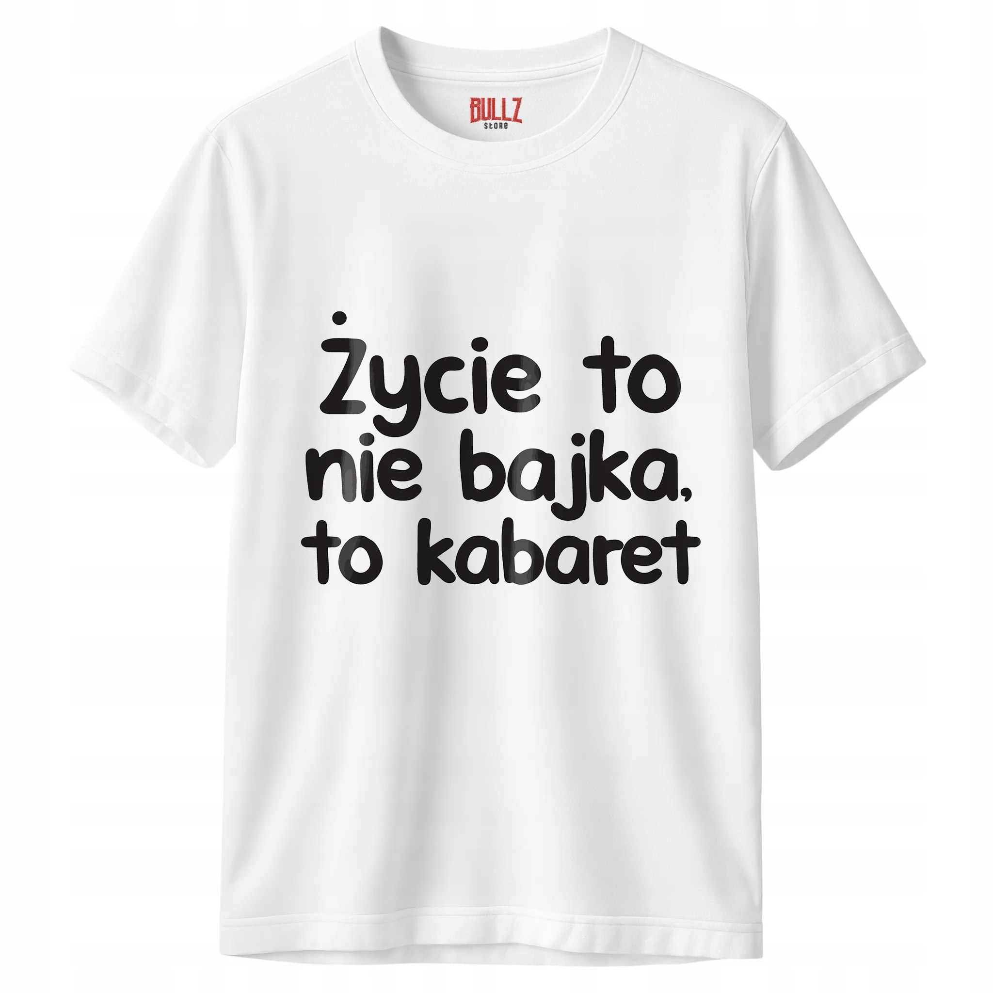 Koszulka biała męska Życie To Nie Bajka Zabawny Prezent r. 3XL