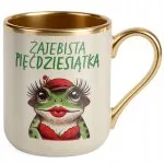 Kubek Premium Złoty Ecru Żajebista 50 Dla Kobiety Na Urodziny Prezent
