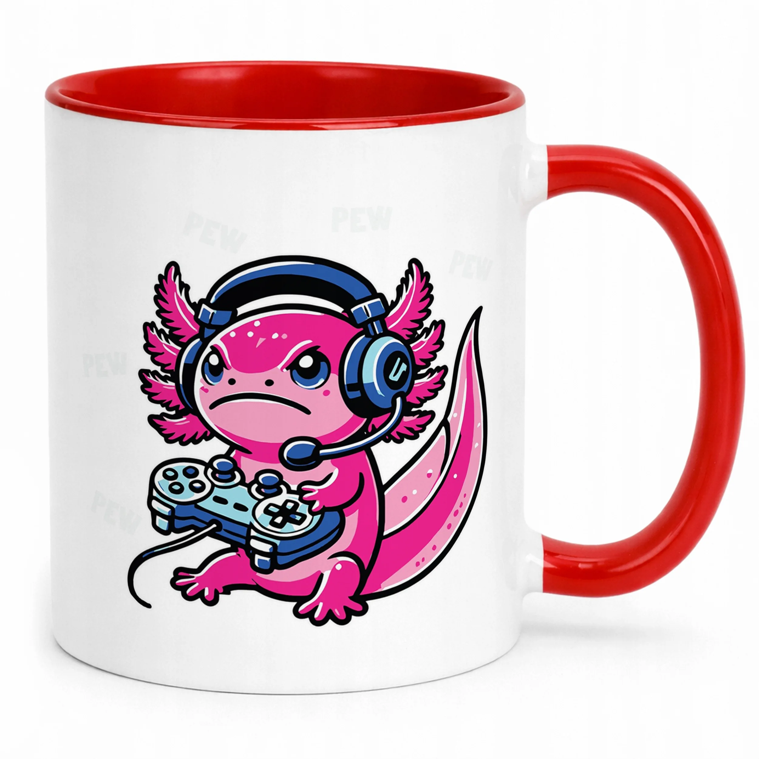 Wyjątkowy czerwony kubek na prezent Aksolotl Axolotl Różowy Zwierzak