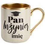 Kubek Premium Złoty Ecru Personalizowany Pan Inżynier
