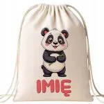 Plecak bawełniany Personalizowany Panda Zwierzak Słodki Dla Dzieci