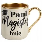 Kubek Premium Złoty Ecru Personalizowany Pani Magister