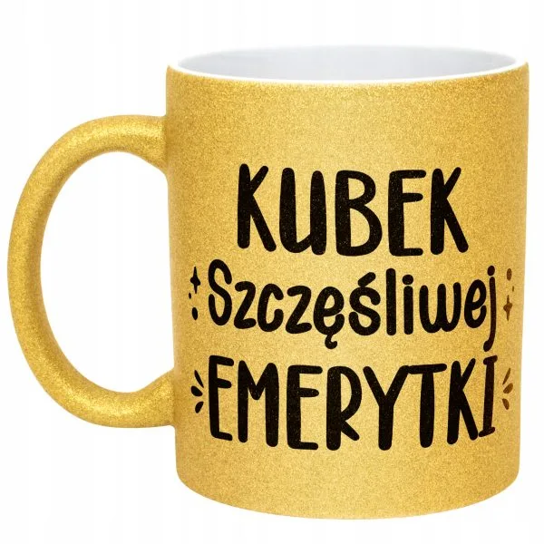 Złoty kubek brokatowy Z okazji Emerytury Dla Emerytki Prezent