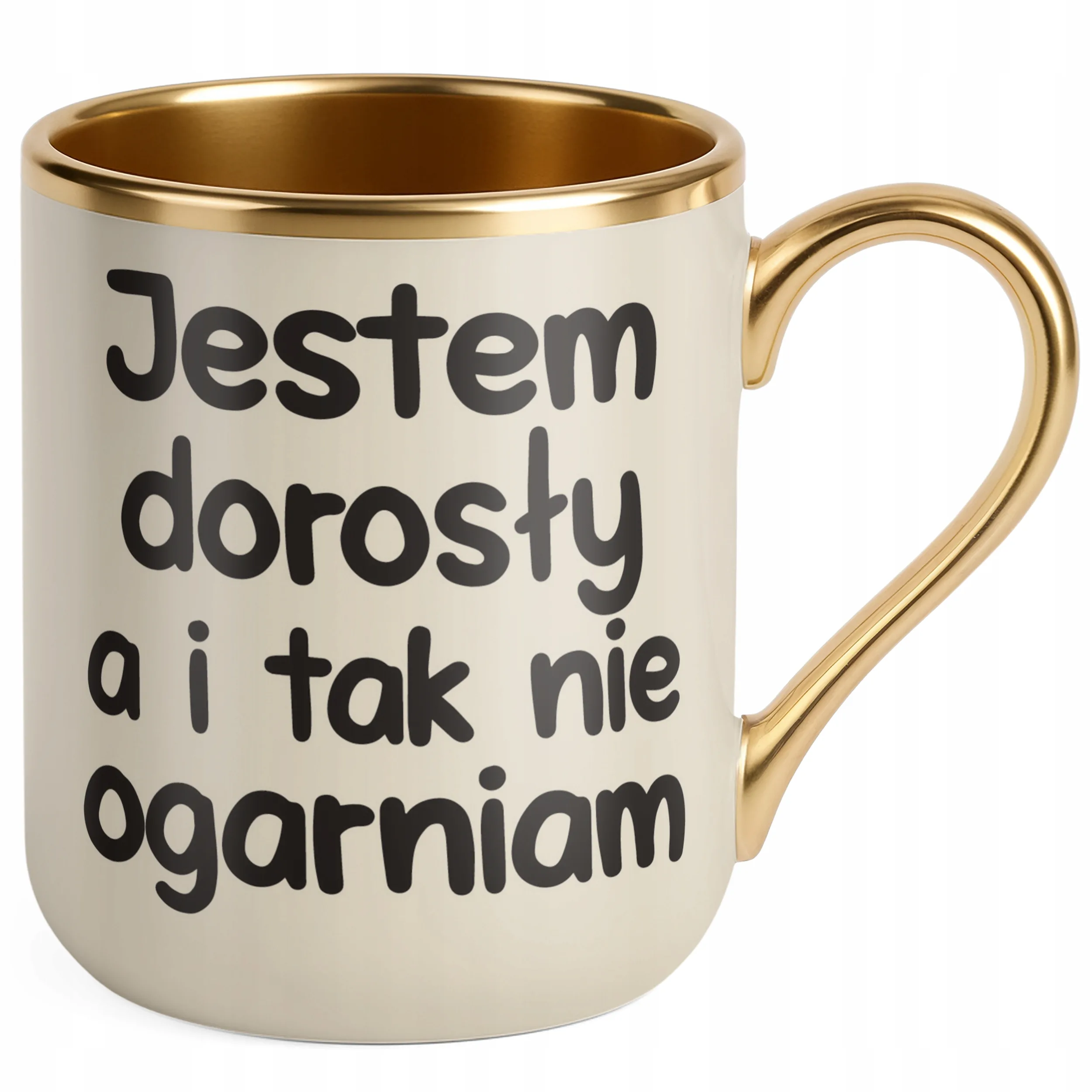 Kubek Premium Złoty Ecru Jestem Dorosły Nie Ogarniam Śmieszny Zabawny