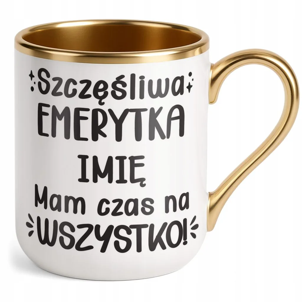 Kubek Premium Złoty Personalizowany z okazji Emerytury Prezent