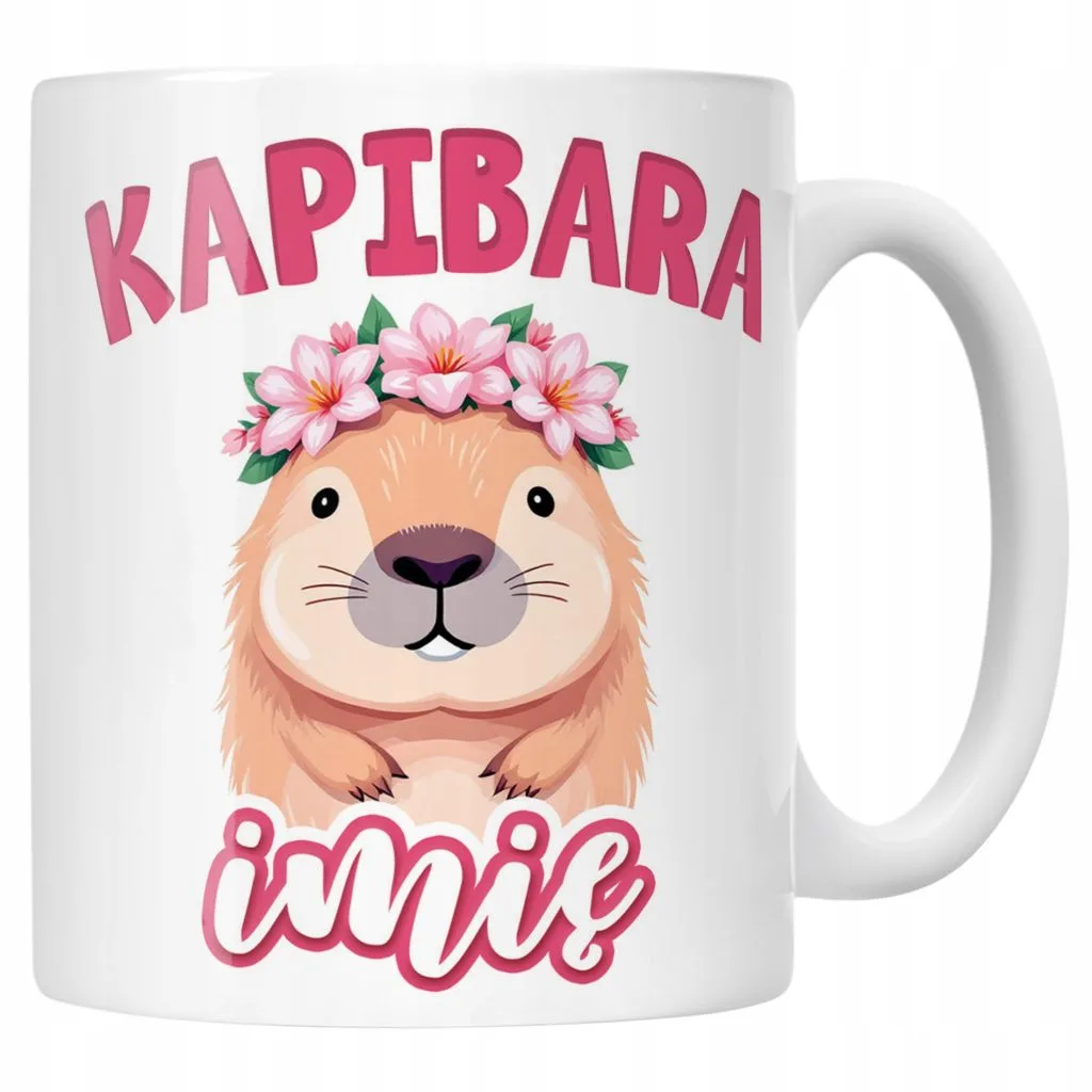 Kubek ceramiczny personalizowany Kapibara Capybara Zwierzak Dla Dzieci
